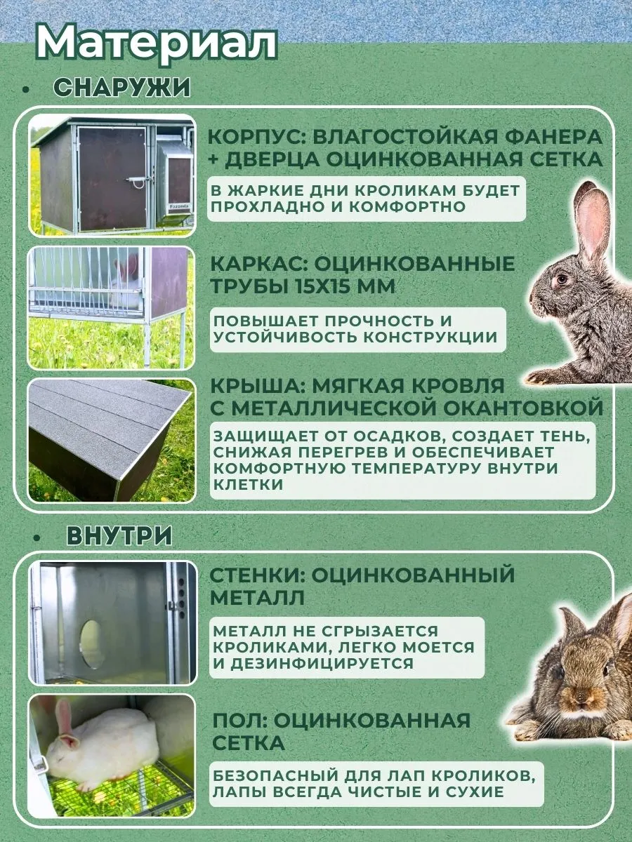 Уличный домик для кроликов "Фазенда" КМ-2. Фото 2