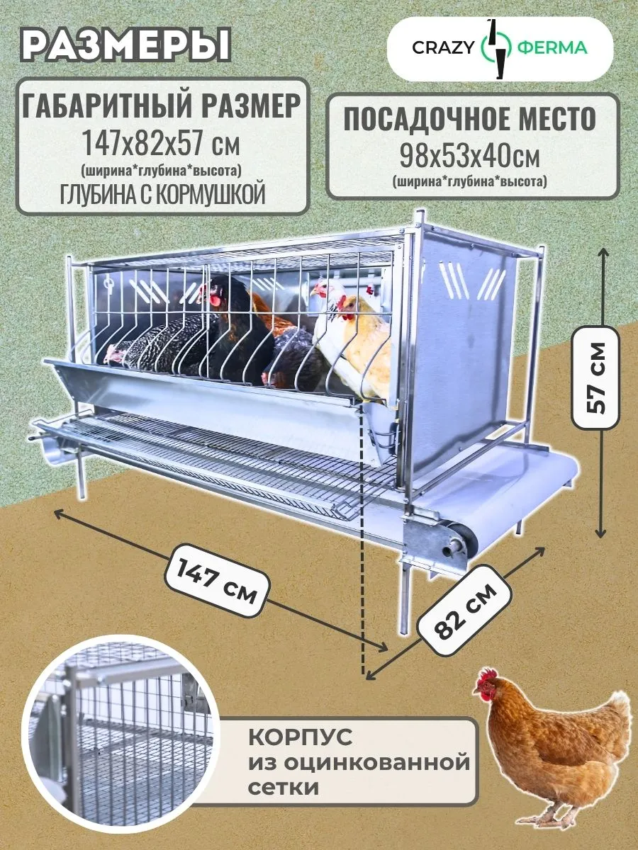 Клетка для кур-несушек "Люкс-сетка" 1-12 "МультиПро". Фото 1