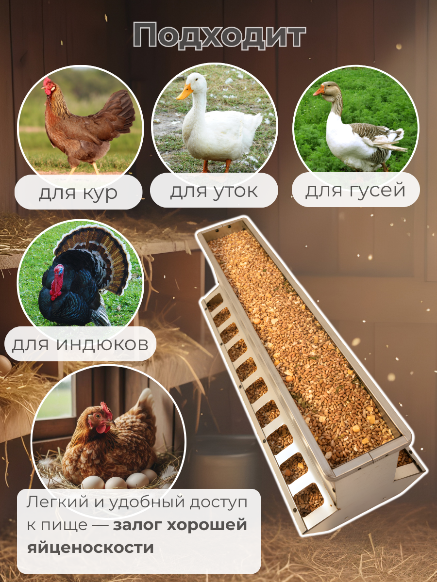Кормушка бункерная двухсторонняя "Нетпотерь 25-2"  фронт кормления на 20 голов. Фото 5