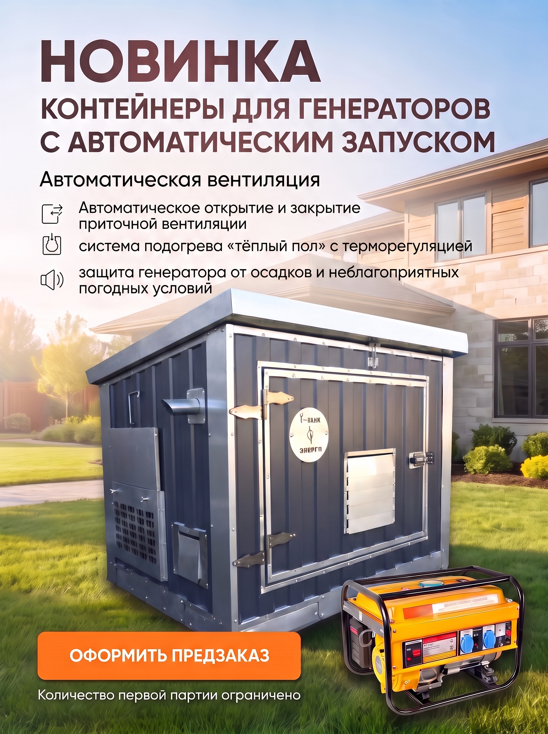 Открыт ПРЕДЗАКАЗ на новые контейнеры для генераторов с автоматическим запуском!