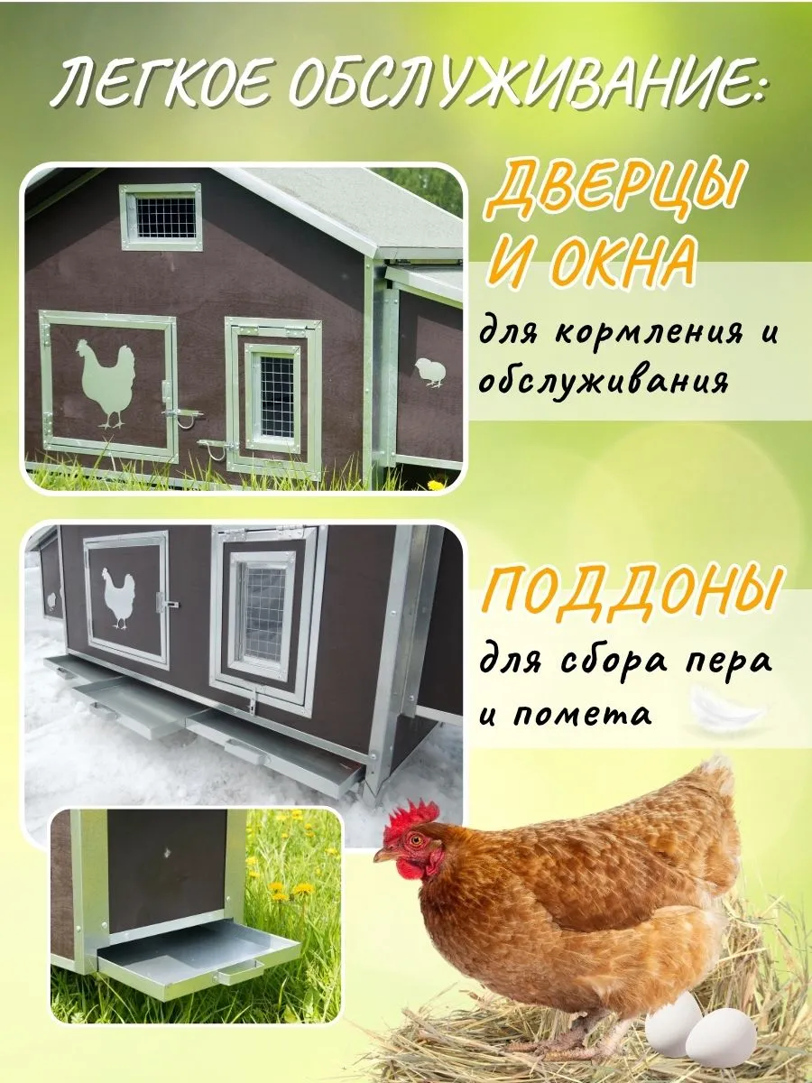 Утепленный отапливаемый уличный курятник "Каскад-2" на 8-12 кур. Фото 4