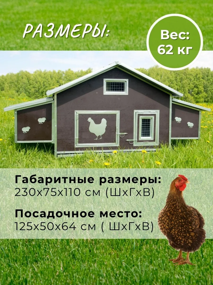 Утепленный отапливаемый уличный курятник "Каскад-2" на 8-12 кур. Фото 1