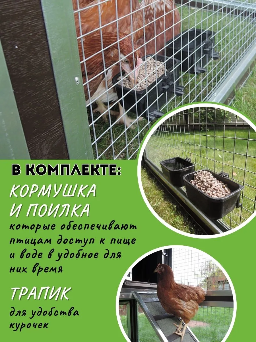 Утепленный отапливаемый уличный курятник с выгулом "Мечта" на 8-10 кур. Фото 4