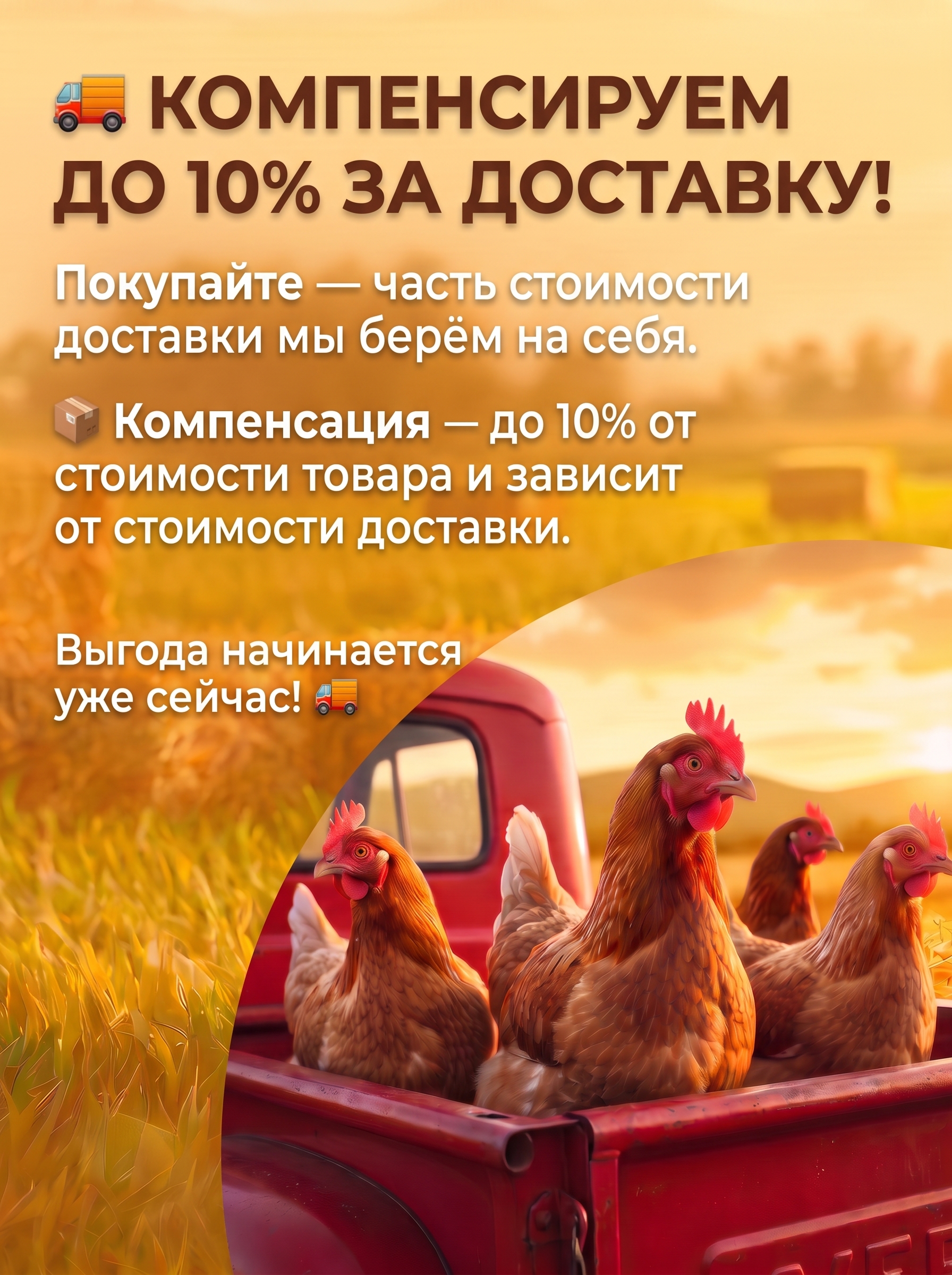 КОМПЕНСИРУЕМ ДО -10% ЗА ДОСТАВКУ ТОВАРОВ! Акция!